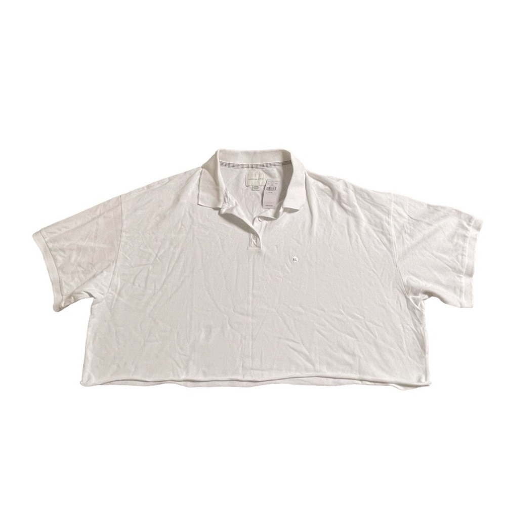 NWT - American Eagle Women’s White Collar Croptop Shirt (White / XL) - Picture 3 of 5